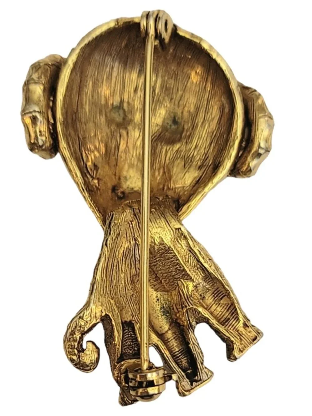Gold Tone Red Eye Goat, Ram Brooch Pin, M462